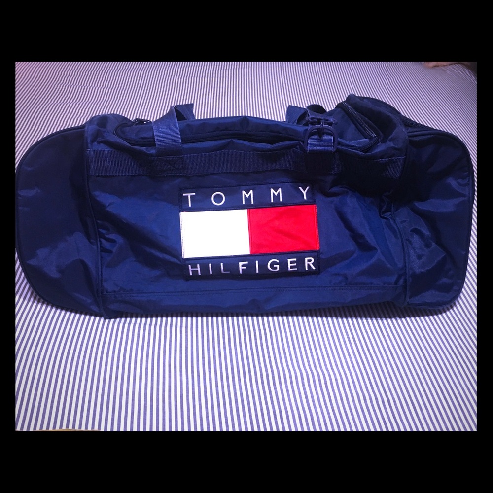 Vintage 90s Large Tommy Hilfiger Blue Duffle Bag